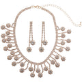 Silver Crystal Flower Fringe Necklace and Earring Set view 5