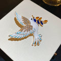White Enamel Dove Brooch With Crystal Wing And Branch view 6