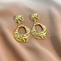 Hammered Irregular Open Drop Statement Stud Earrings view 6