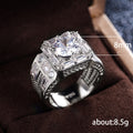 Wide Two Tone Square Center Stone Ring With Polished Clear Stone Detail view 5