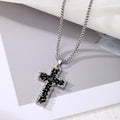 Silver Tone Gothic Cross and Crescent Rose Pendant Necklaces view 2