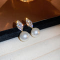 Crystal Geometric Pearl Look Drop Earrings in Three Shapes view 6