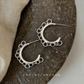 Silver Thick C Hoop Outer Chain Link Earrings Style view 1
