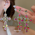 Multicolor Crystal Cross Dangle Stud Earrings Jewelry view 2