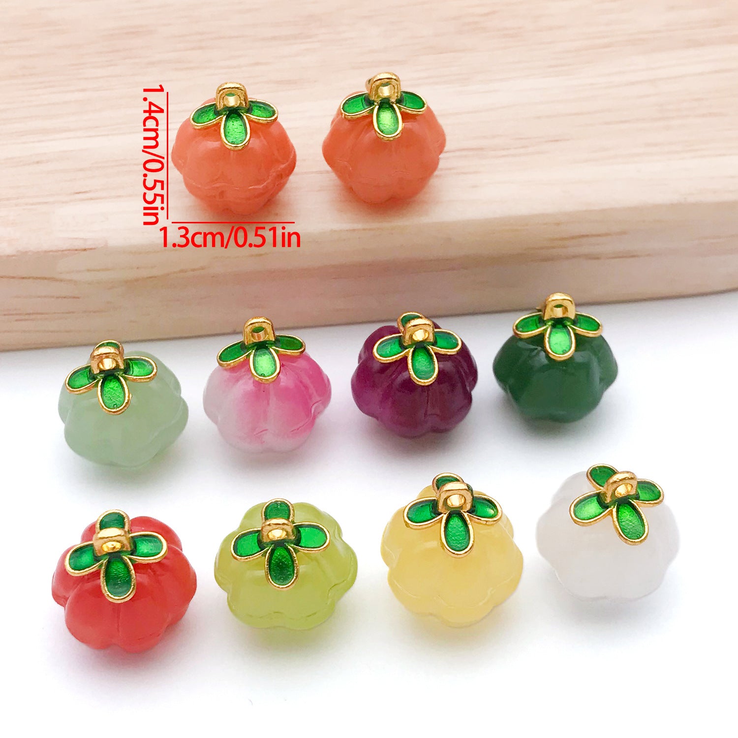 Glass Four-Leaf Clover Pumpkin Charm Pendant for Hairpins, Earrings and Necklace Making