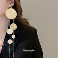 Gold Textured Disc Extra Long Cascade Earrings Jewelry Accessory view 3