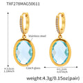 Gold Pave Huggie Oval Czech Glass Drop Earrings Pair view 6