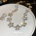 Silver Tone Clear Crystal Flower Necklace Or Stud Earrings view 4