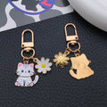 White Cat and Daisy Enamel Clip Keychain Eight-Style Collection view 3