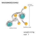 Abstract Dual Stone Open Rings Stainless Steel Gold Two-Tone view 9