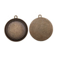 Beaded Round Open Pendant Frame in Antique Bronze and Antique Silver Metal Finish view 4