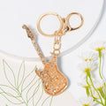 Rhinestone Enamel Electric Guitar Keychain Gold Red Blue view 4