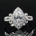 Silver Tone Marquise CZ Halo Openwork Band Finger Ring view 1