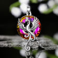 Silver Phoenix Pendant Multicolor Crystal Disc Necklace view 2