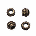 Ribbed Rope Large Hole Spacer Beads in Three Antique Tones view 5