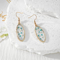 Oval Gold Frame Dried Flower Resin Drop Earrings Four Colors view 3