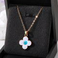 Gold Tone Clover Evil Eye Pendant Necklaces in Three Colors view 4