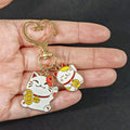 Maneki Neko Lucky Cat Enamel Keychains Heart Clips 2 Styles view 3
