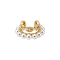Pearl Rim Crystal Curved Ear Cuffs in Two Tones Statement Jewelry view 5