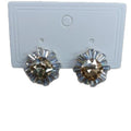 Radiant Crystal Halo Stud Earrings With Polished Metal Tone Details view 5