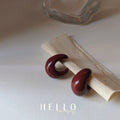 Burgundy Tone Chunky Open Hoop Stud Earrings For Women view 1