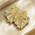 Textured Abstract Rectangle Brooch in Polished Metal view 3