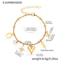 Gold Stainless Steel Bead Charm Bracelets Heart Star Bell Drop view 6