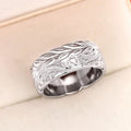 Silver Engraved Leaf Vine Wide Band Finger Ring Sizes 6-10 view 3
