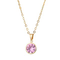 Gold Tone Round Crystal and Pearl Pendant Necklaces in Six Colors view 5
