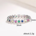 Multicolor Heart Stone Eternity Band In Silver Tone view 4