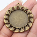 Leaf Border Round Cabochon Settings in Two Finishes view 3