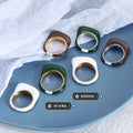 Chunky Enamel Dome Rings Green White Brown Gold Steel view 2