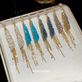 Square Crystal and Chain Tassel Stud Earrings in Four Colors view 3
