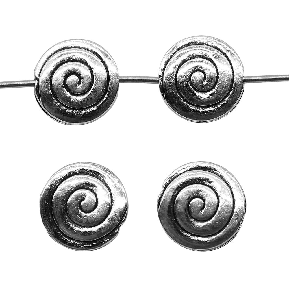 3x10mm 1.1g Multicolor Zinc Alloy Swirl Round Small Hole Spacer Beads for Bracelet Jewelry Making