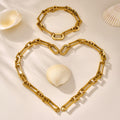 Gold Geometric Paperclip Link Chain Bracelet Stainless Steel view 3