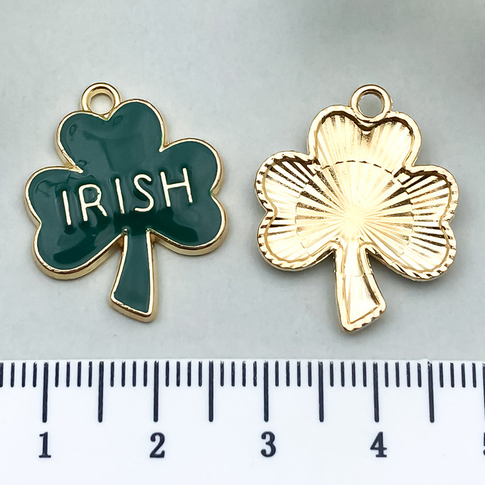 Zinc Alloy Four Leaf Clover Beer Festival Charm Pendant for Earrings Keychain DIY