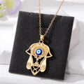 Gold and Silver Tone Hamsa Evil Eye Pendant Necklaces view 6