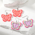 Silver Tone Layered Acrylic Butterfly Hook Earrings view 1