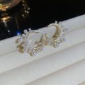 Crystal Crescent Pearl Hoop Earrings Decorative Jewelry Design view 6