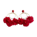Fabric Flower Hoop Earrings in Seven Bright Colors view 5
