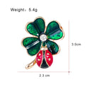 Red Green Four Leaf Clover Enamel Metal Brooch Pin view 2