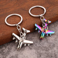 Metal Airplane Keychain, Silver Tone Or Iridescent Finish view 1