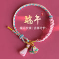 Pink Blue Multicolor Braided Cord Bracelet with Charms view 4