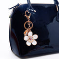 Large Jeweled Daisy Keychain with Layered Petals and Gold Tone Hardware view 2