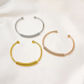 Silver Open Cuff Coil Bracelet Ball Ends Metal Bangle view 1