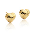 Hammered Heart And Round Geometric Stud Earrings In Four Styles view 7