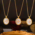 Oval Shell Pendant Necklace Snake Chain Gold Metal Layer Styles view 2