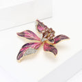 Gold Tone Enamel Iris Flower Rhinestone Brooch Four Colors view 3
