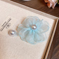 Asymmetric Sheer Flower and Pearl Like Stud Earrings view 8