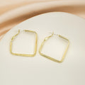 Gold Square Geometric Hoop Earrings Lever Back Frame view 3